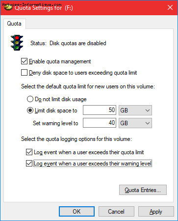 Comment empêcher un utilisateur d'utiliser tout l'espace disque dur dans Windows